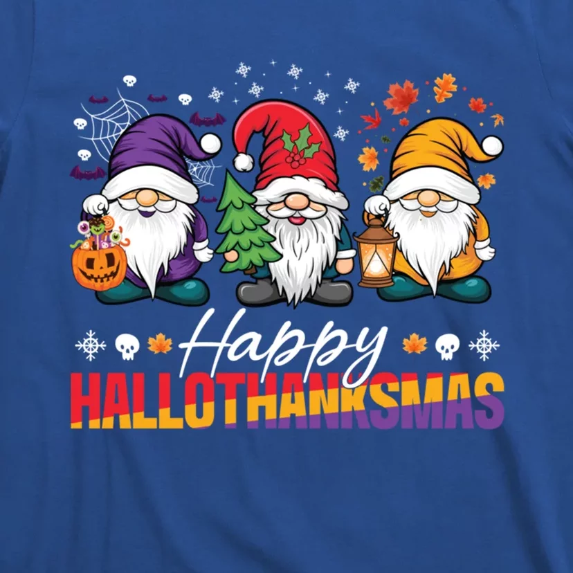 Halloween Thanksgiving Christmas Happy Hallothanksmas Funny Gift T-Shirt