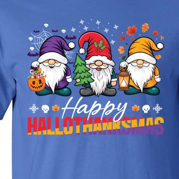 Halloween Thanksgiving Christmas Happy Hallothanksmas Funny Gift Tall T-Shirt