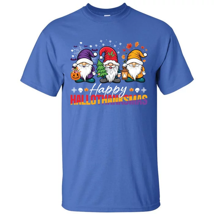 Halloween Thanksgiving Christmas Happy Hallothanksmas Funny Gift Tall T-Shirt