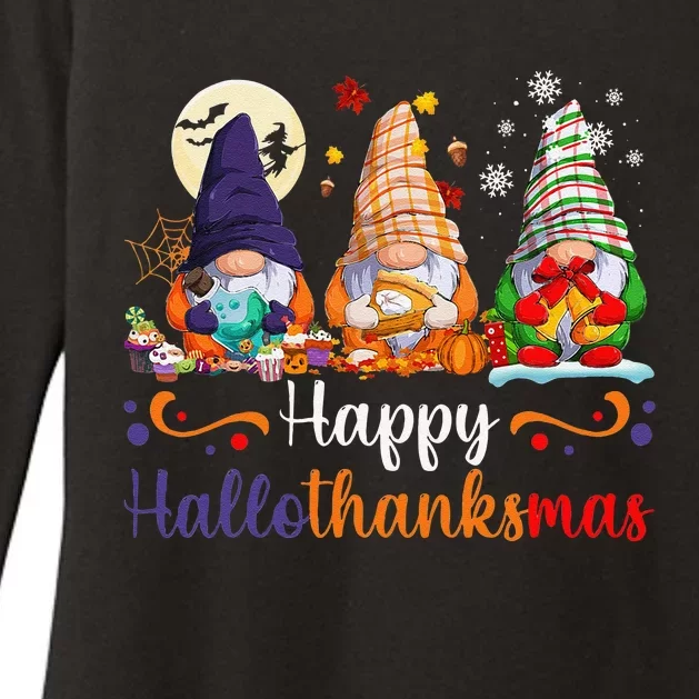 Halloween Thanksgiving Christmas Happy HalloThanksMas Gnomes Love Womens CVC Long Sleeve Shirt