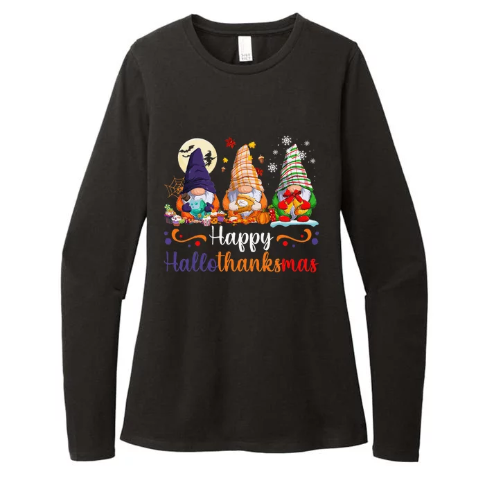 Halloween Thanksgiving Christmas Happy HalloThanksMas Gnomes Love Womens CVC Long Sleeve Shirt