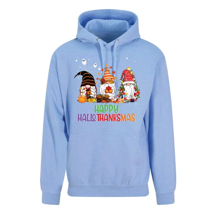 Halloween Thanksgiving Christmas Happy Hallothanksmas Gnomes Unisex Surf Hoodie