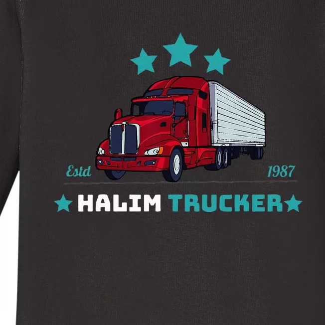 Halim Trucker Custom Design 2 Baby Long Sleeve Bodysuit