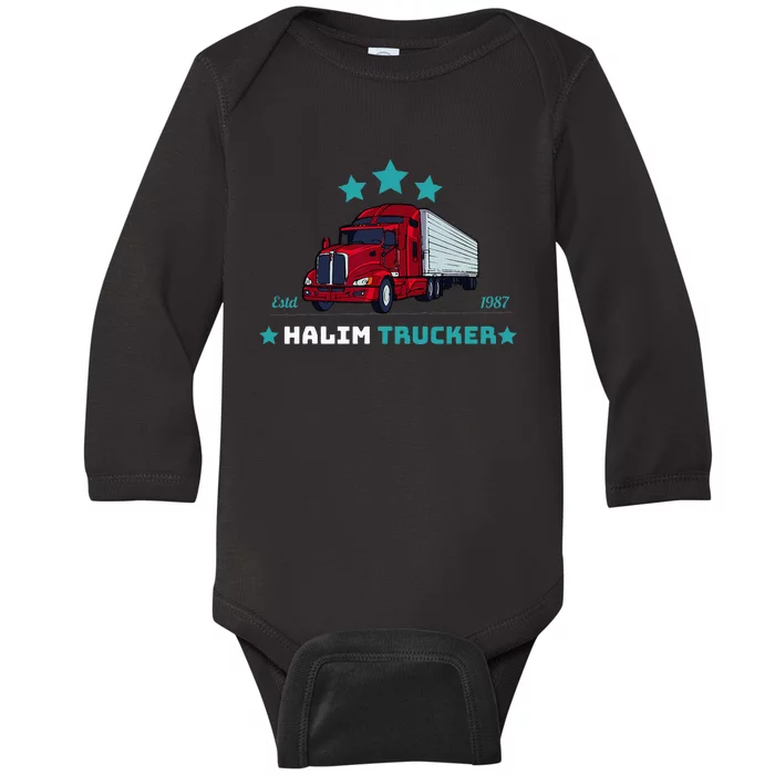 Halim Trucker Custom Design 2 Baby Long Sleeve Bodysuit