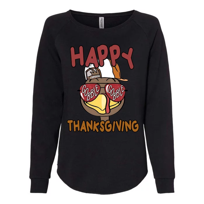 Happy Thanksgiving Cool Gobble Turkey Womens California Wash Sweatshirt