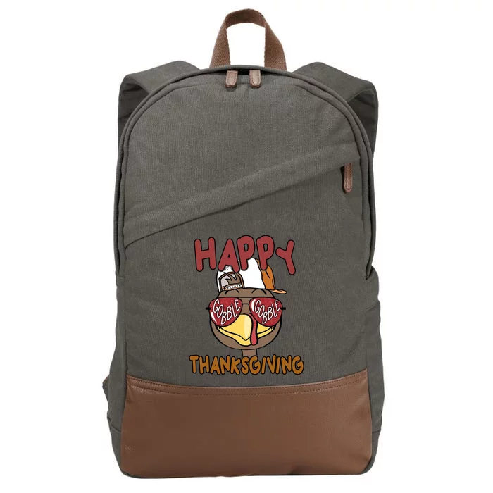 Happy Thanksgiving Cool Gobble Turkey Cotton Canvas Backpack