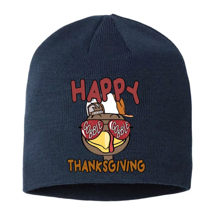 Happy Thanksgiving Cool Gobble Turkey 8 1/2in Sustainable Knit Beanie