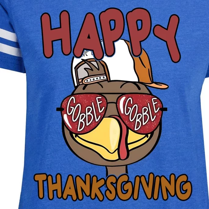 Happy Thanksgiving Cool Gobble Turkey Enza Ladies Jersey Football T-Shirt