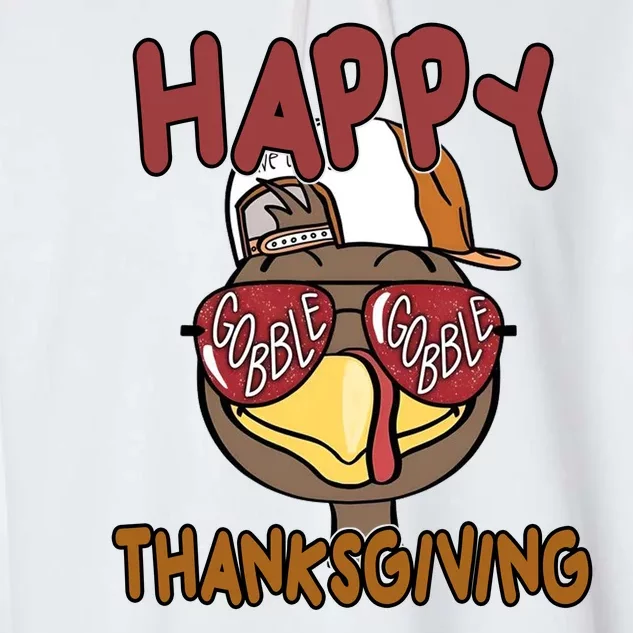 Happy Thanksgiving Cool Gobble Turkey Garment-Dyed Fleece Hoodie