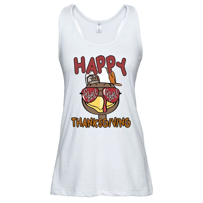 Happy Thanksgiving Cool Gobble Turkey Ladies Essential Flowy Tank