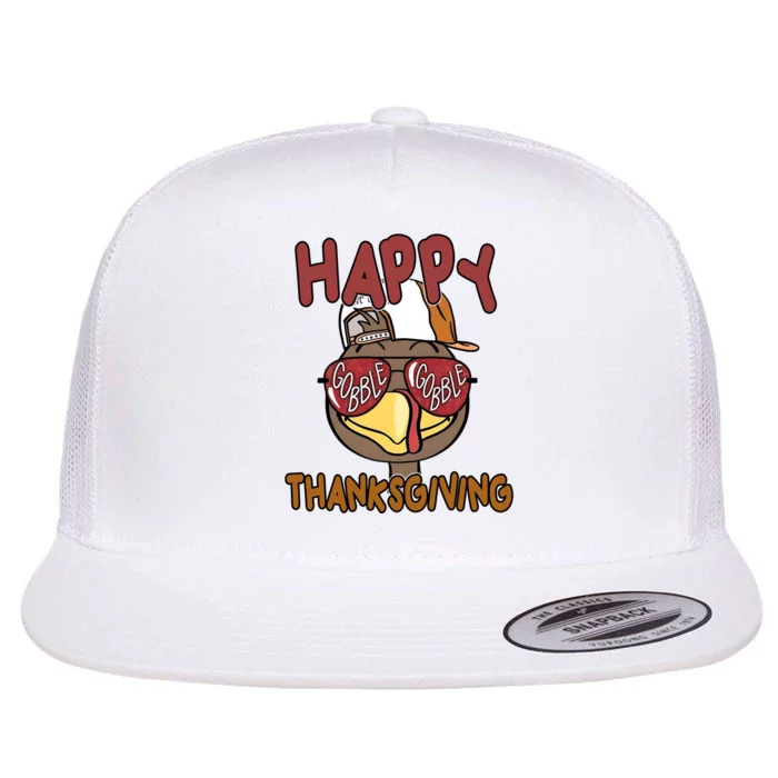 Happy Thanksgiving Cool Gobble Turkey Flat Bill Trucker Hat