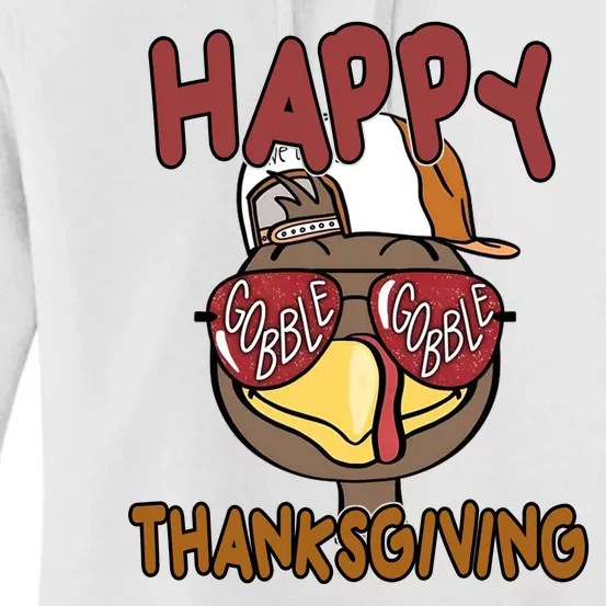 Happy Thanksgiving Cool Gobble Turkey Women's Pullover Hoodie