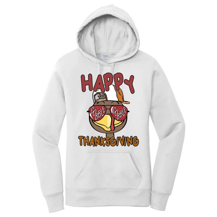 Happy Thanksgiving Cool Gobble Turkey Women's Pullover Hoodie