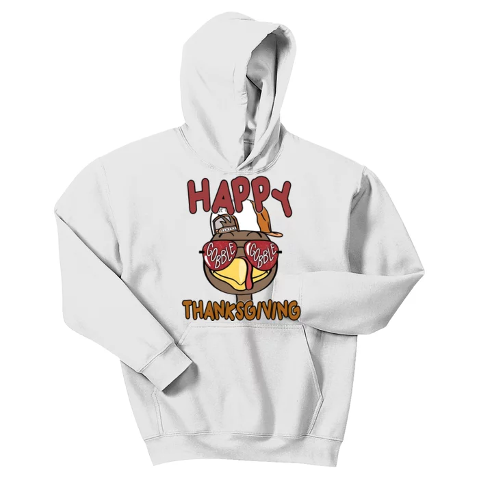 Happy Thanksgiving Cool Gobble Turkey Kids Hoodie