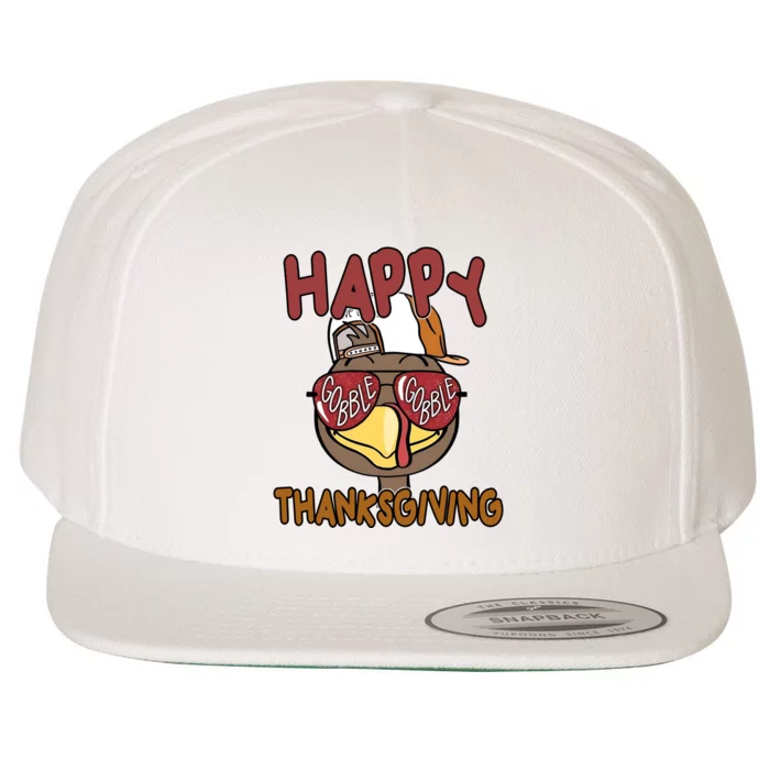 Happy Thanksgiving Cool Gobble Turkey Wool Snapback Cap