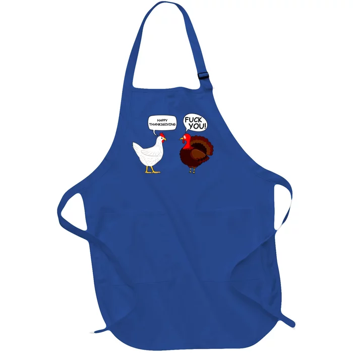 Happy Thanksgiving Chicken Vs Turkey Funny Full-Length Apron With Pocket