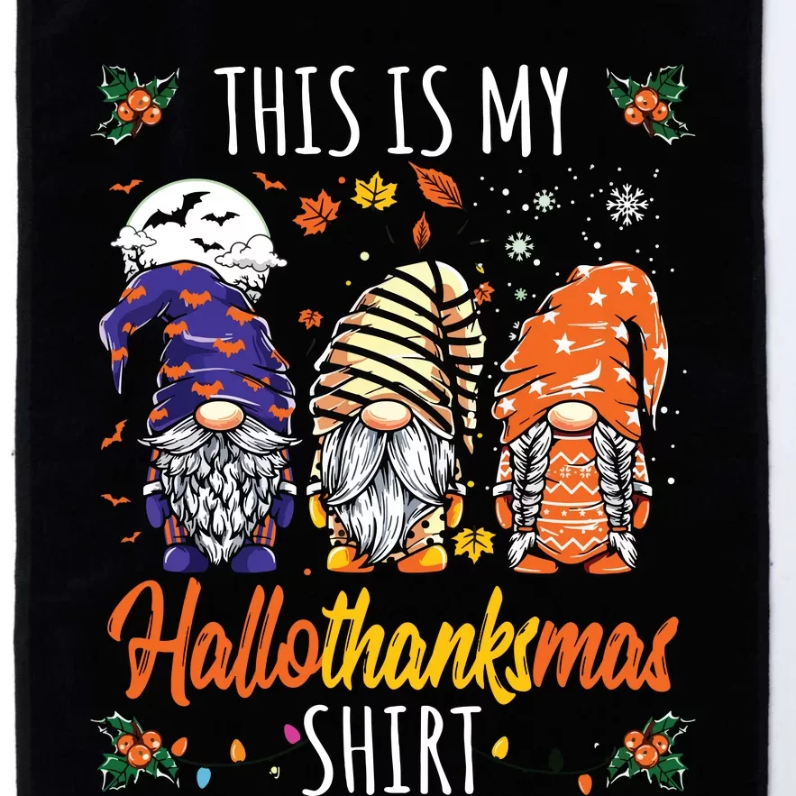 Halloween Thanksgiving Christmas Funny Hallothanksmas Gnomes Platinum Collection Golf Towel