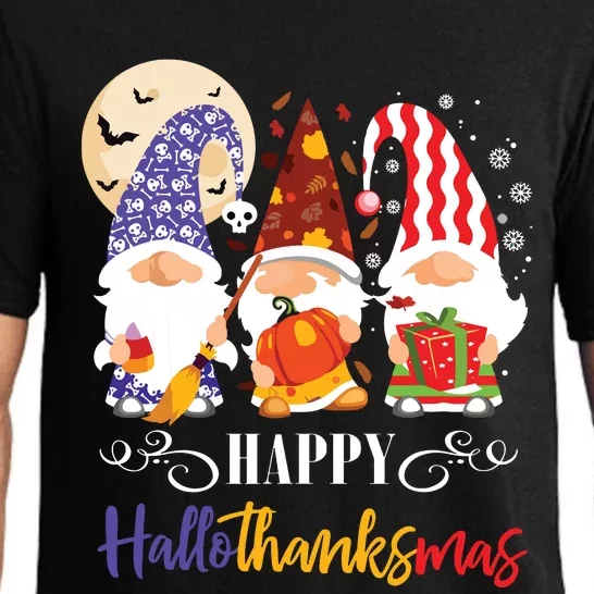 Halloween Thanksgiving Christmas Gnome Happy Hallothanksmas Pajama Set