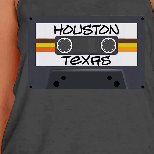 Houston Texas Cassette Tape Women's Knotted Racerback Tank