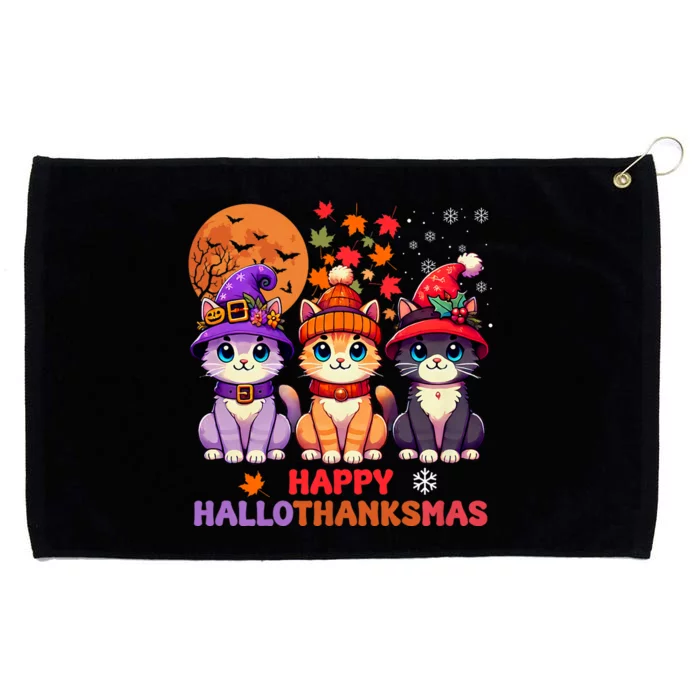 Halloween Thanksgiving Christmas Happy Hallothanksmas Cats Grommeted Golf Towel