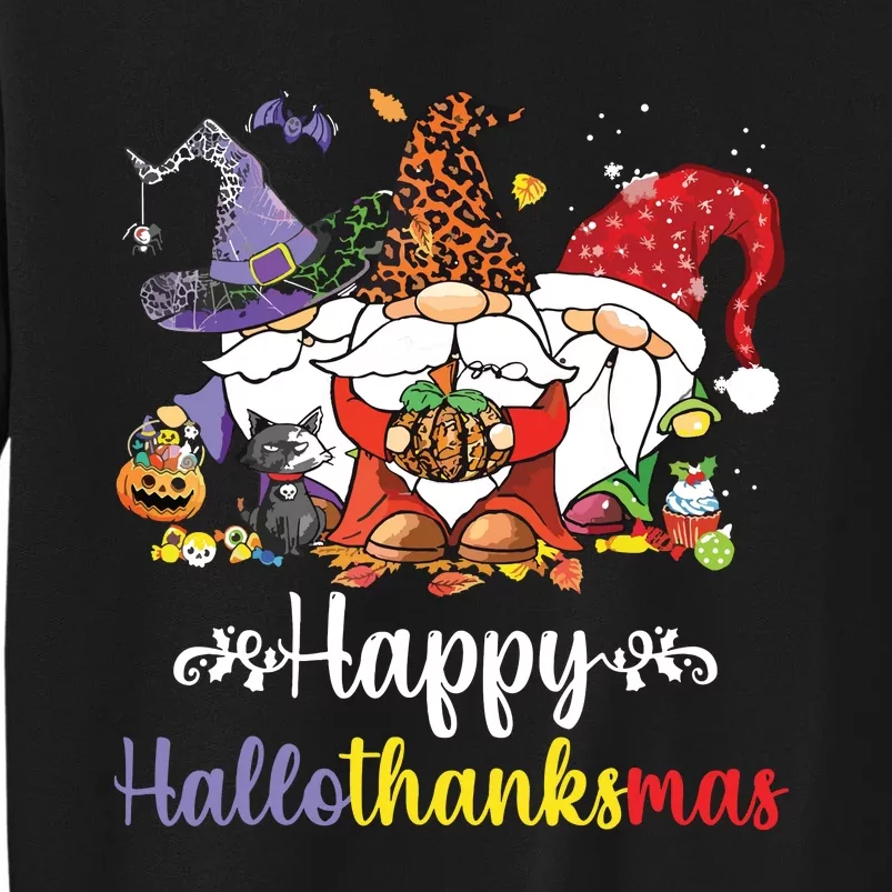 Halloween Thanksgiving Christmas Happy Hallothanksmas Gnome Sweatshirt