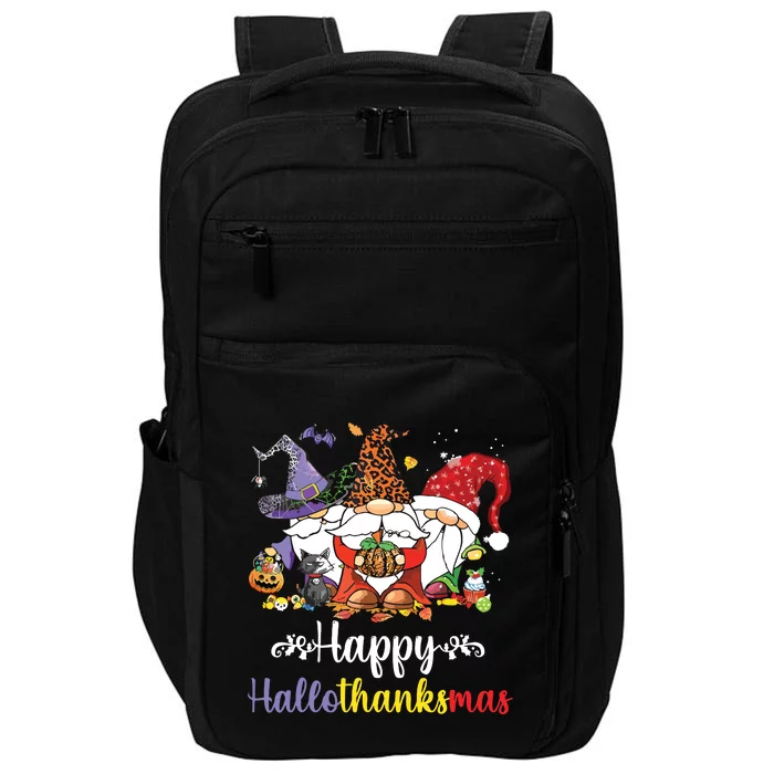 Halloween Thanksgiving Christmas Happy Hallothanksmas Gnome Impact Tech Backpack