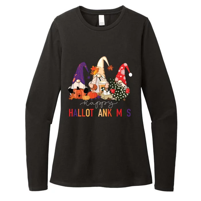 Halloween Thanksgiving Christmas Happy Hallothanksmas Gnomes Womens CVC Long Sleeve Shirt