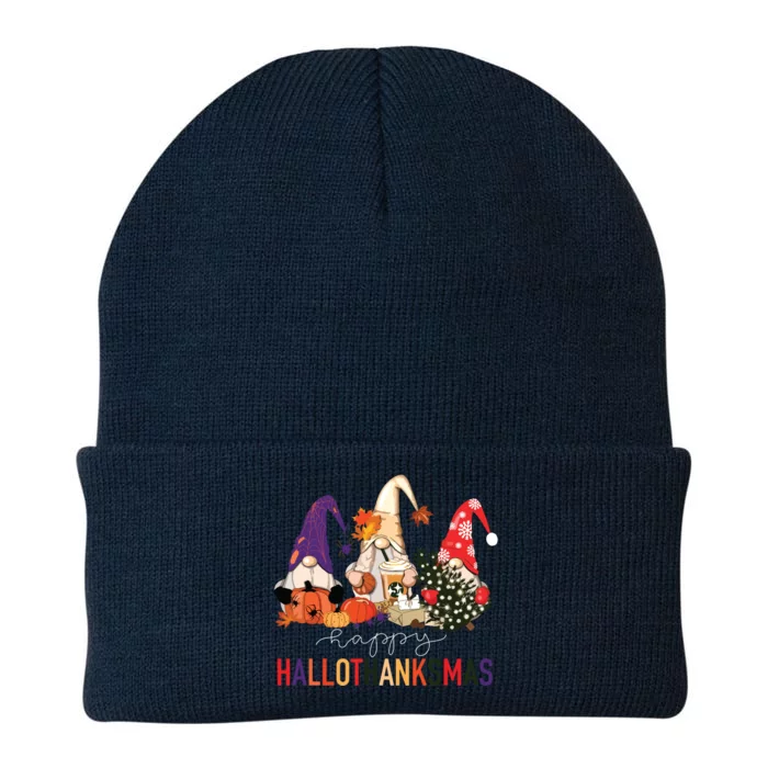 Halloween Thanksgiving Christmas Happy Hallothanksmas Gnomes Knit Cap Winter Beanie