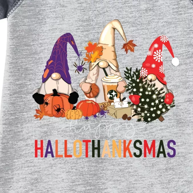 Halloween Thanksgiving Christmas Happy Hallothanksmas Gnomes Infant Baby Jersey Bodysuit