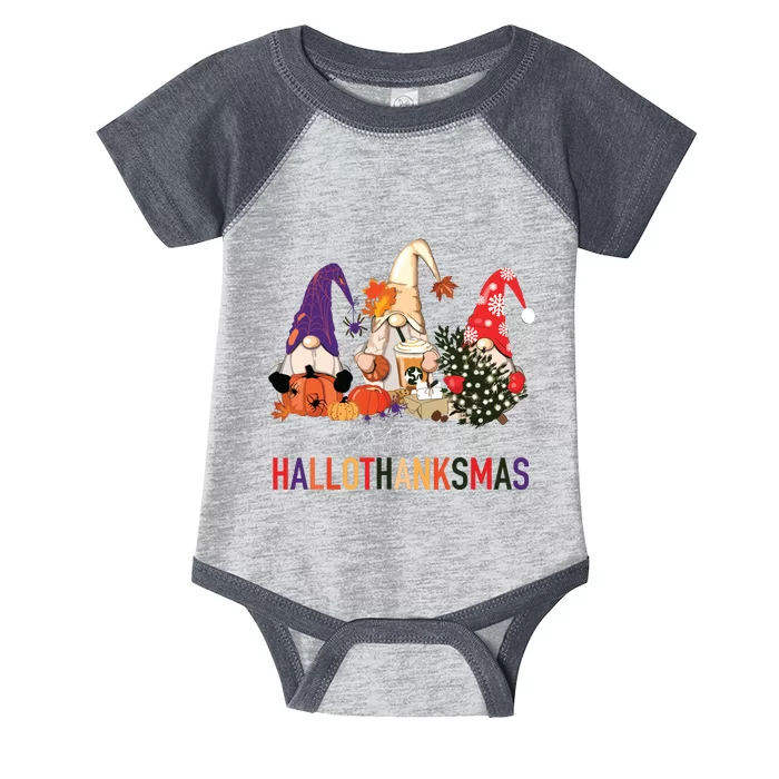 Halloween Thanksgiving Christmas Happy Hallothanksmas Gnomes Infant Baby Jersey Bodysuit