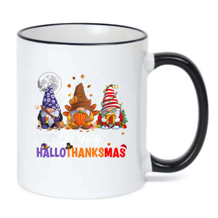 Halloween Thanksgiving Christmas Happy HalloThanksMas Gnomes Black Color Changing Mug