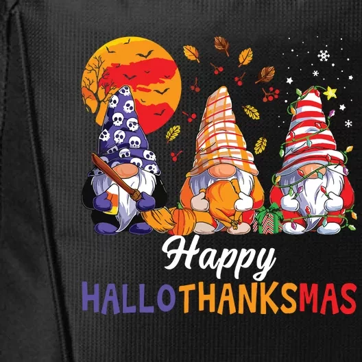 Halloween Thanksgiving Christmas Happy Hallothanksmas Gnomes City Backpack