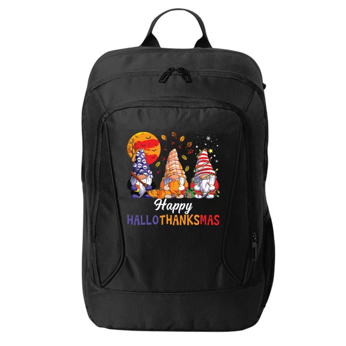 Halloween Thanksgiving Christmas Happy Hallothanksmas Gnomes City Backpack