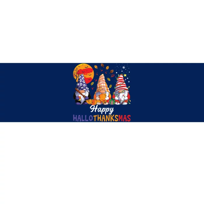 Halloween Thanksgiving Christmas Happy Hallothanksmas Gnomes Bumper Sticker