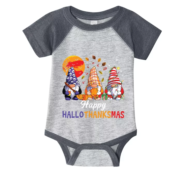 Halloween Thanksgiving Christmas Happy Hallothanksmas Gnomes Infant Baby Jersey Bodysuit