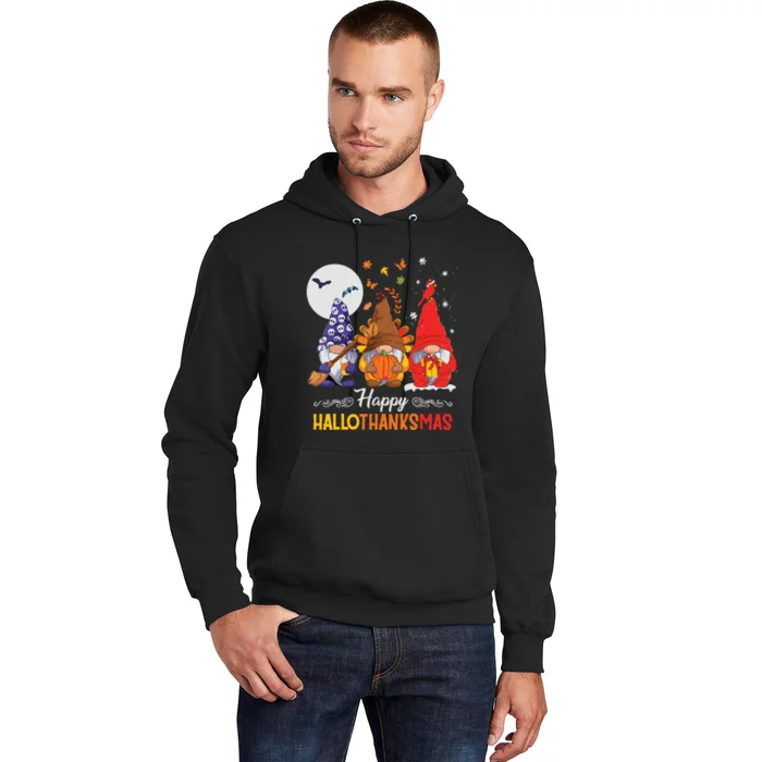 Halloween Thanksgiving Christmas Happy Hallothanksmas Gnomes Hoodie