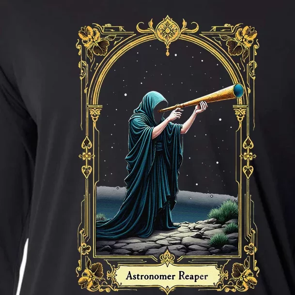 Halloween Tarot Card Skeleton Telescope Astronomer Reaper Cooling Performance Long Sleeve Crew