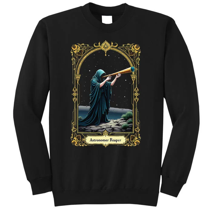 Halloween Tarot Card Skeleton Telescope Astronomer Reaper Tall Sweatshirt