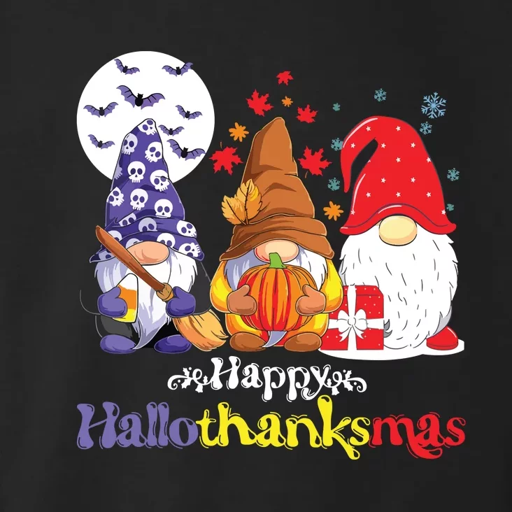 Halloween Thanksgiving Christmas Happy Hallothanksmas Gnomes Toddler Hoodie