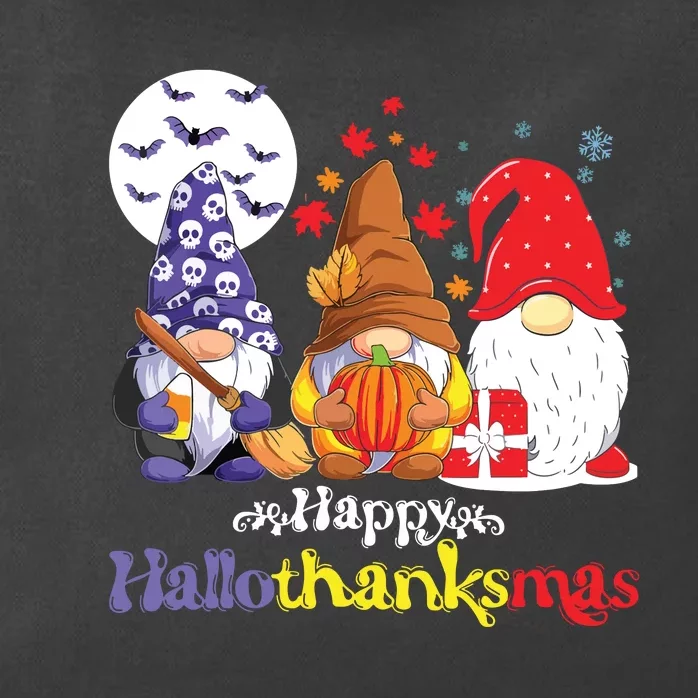 Halloween Thanksgiving Christmas Happy Hallothanksmas Gnomes Zip Tote Bag