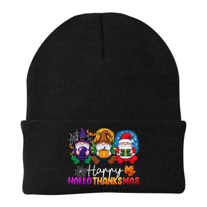 Halloween Thanksgiving Christmas Happy Hallothanksmas Gnomes Knit Cap Winter Beanie