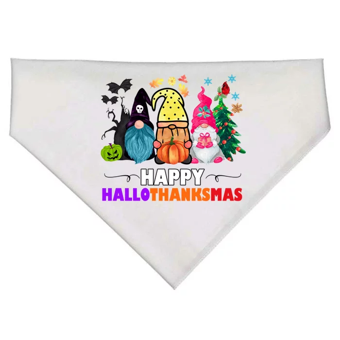 Halloween Thanksgiving Christmas Happy Hallothanksmas Gift USA-Made Doggie Bandana