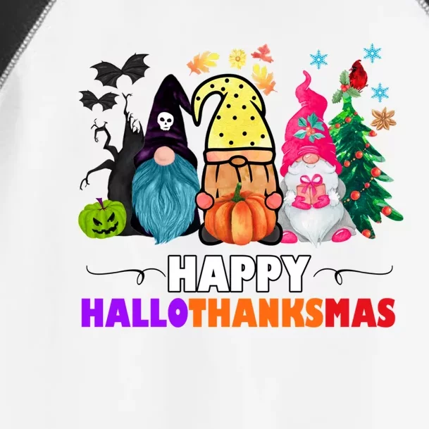 Halloween Thanksgiving Christmas Happy Hallothanksmas Gift Toddler Fine Jersey T-Shirt