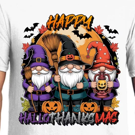 Halloween Thanksgiving Christmas Happy Hallothanksmas Gnomes Pajama Set