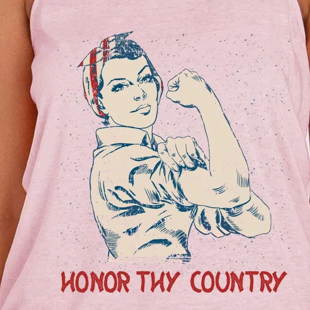 Honor Thy Country American Independence Usa Freedom Cool Gift Women's Knotted Racerback Tank