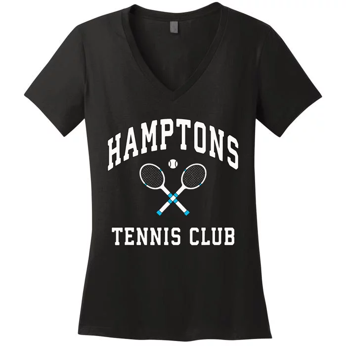 Hamptons Tennis Club Preppy New York Montauk Varsity Women's V-Neck T-Shirt