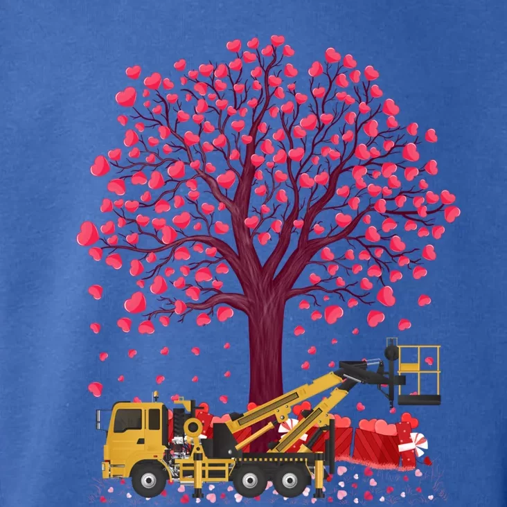 Heart Tree Construction Truck Valentine's Day Cute Gift Toddler Hoodie