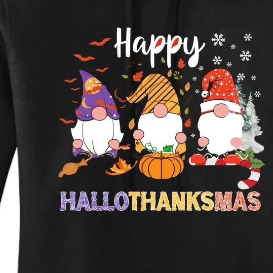 Halloween Thanksgiving Christmas Happy Hallothanksmas Gnomes Women's Pullover Hoodie