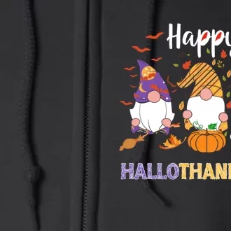 Halloween Thanksgiving Christmas Happy Hallothanksmas Gnomes Full Zip Hoodie