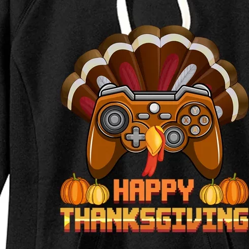 Happy Thanksgaming Cute Video Game Controller Thanksgiving Gift Women's Fleece Hoodie